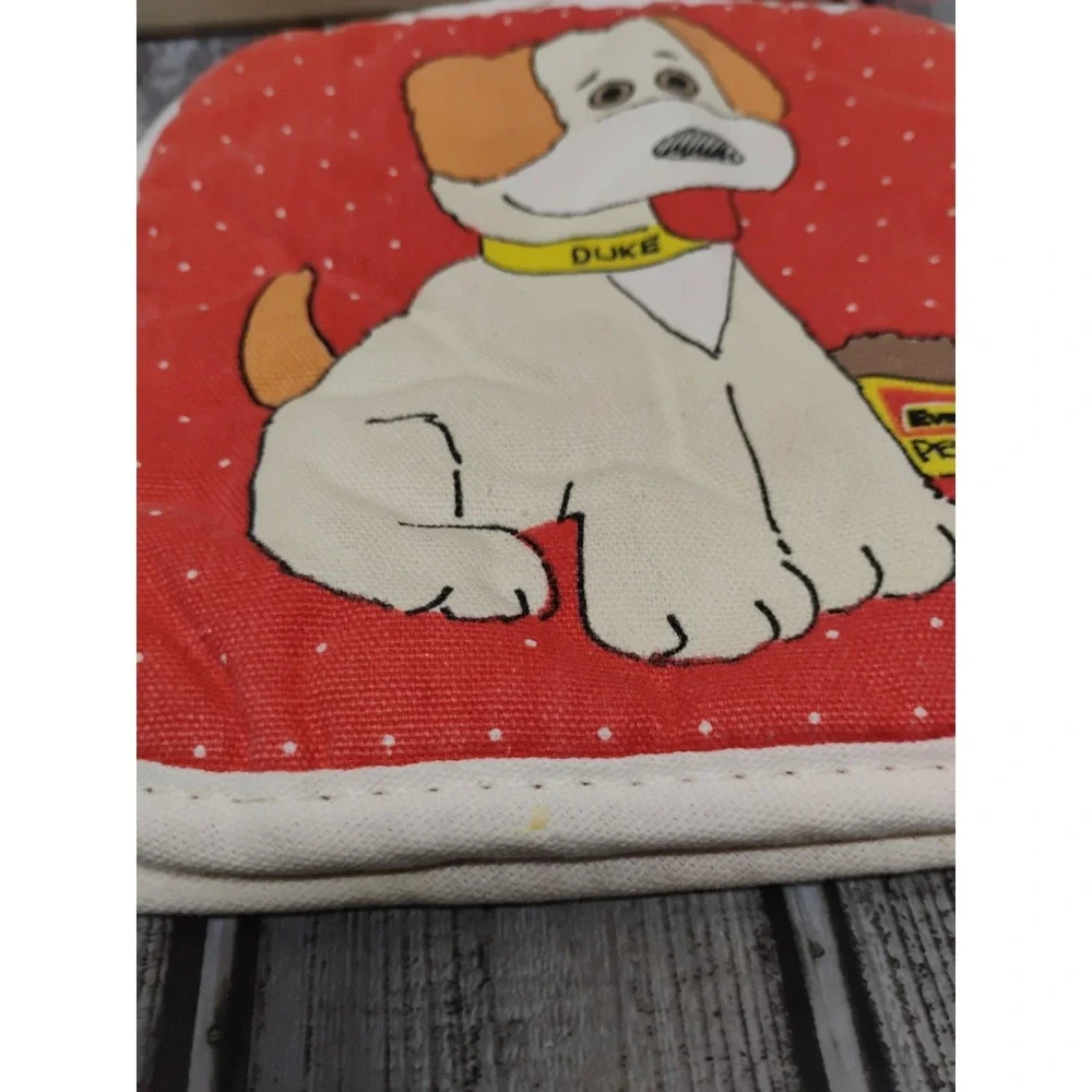Duke The Dog Quilted Pot Holder Set Of 2 Red Polka Dot Advertising Evergreen Pet